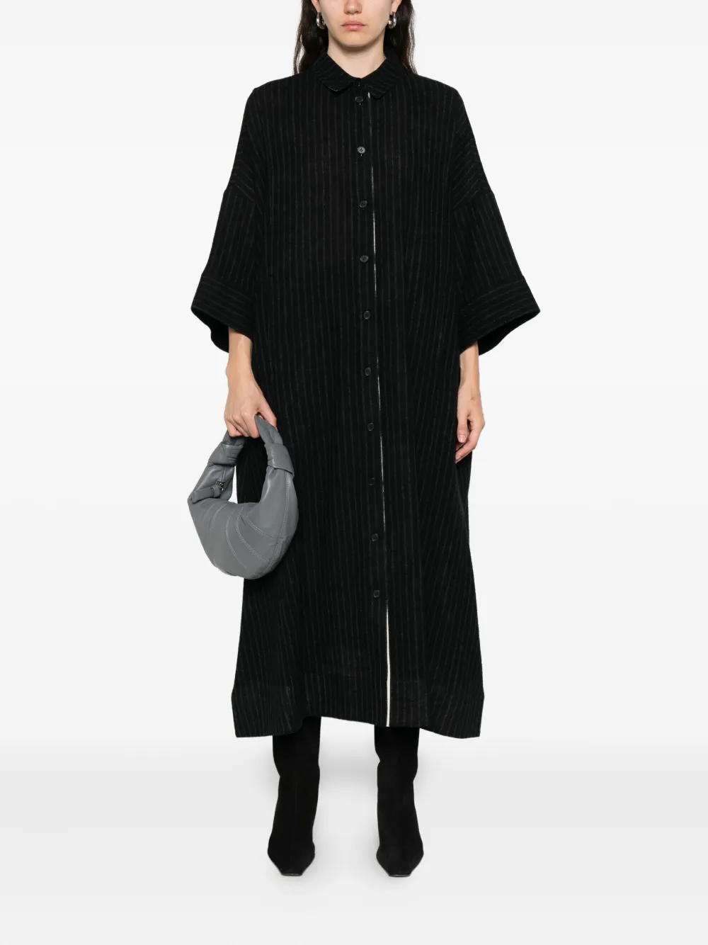 SOH striped shirt dress - Zwart