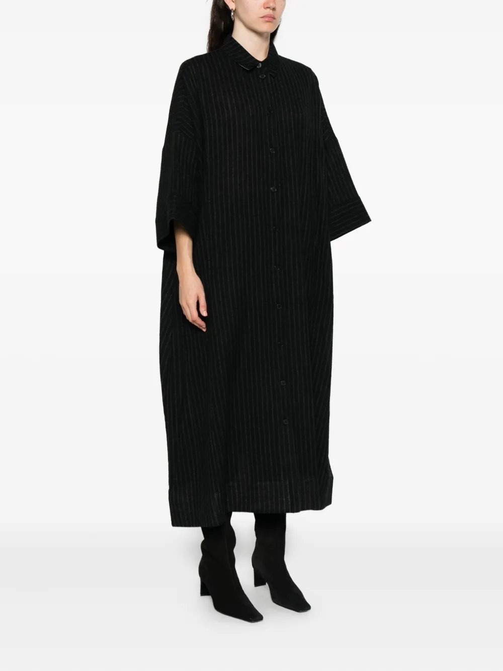 Soh Striped Shirt Dress In Black