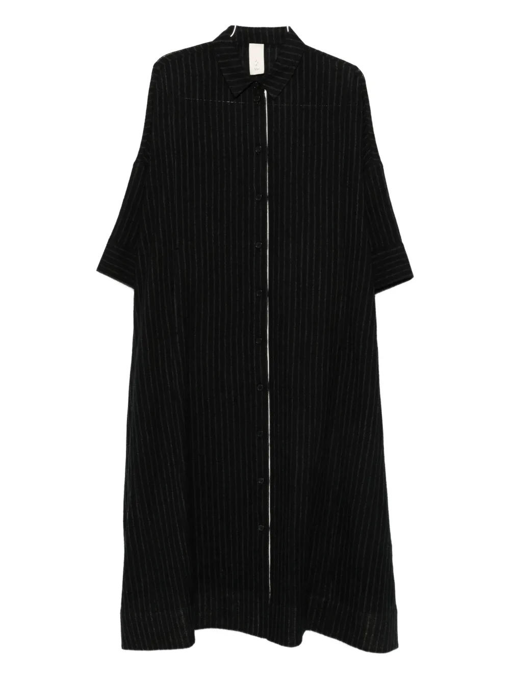 SOH striped shirt dress - ブラック SOH striped shirt dress - ブラック