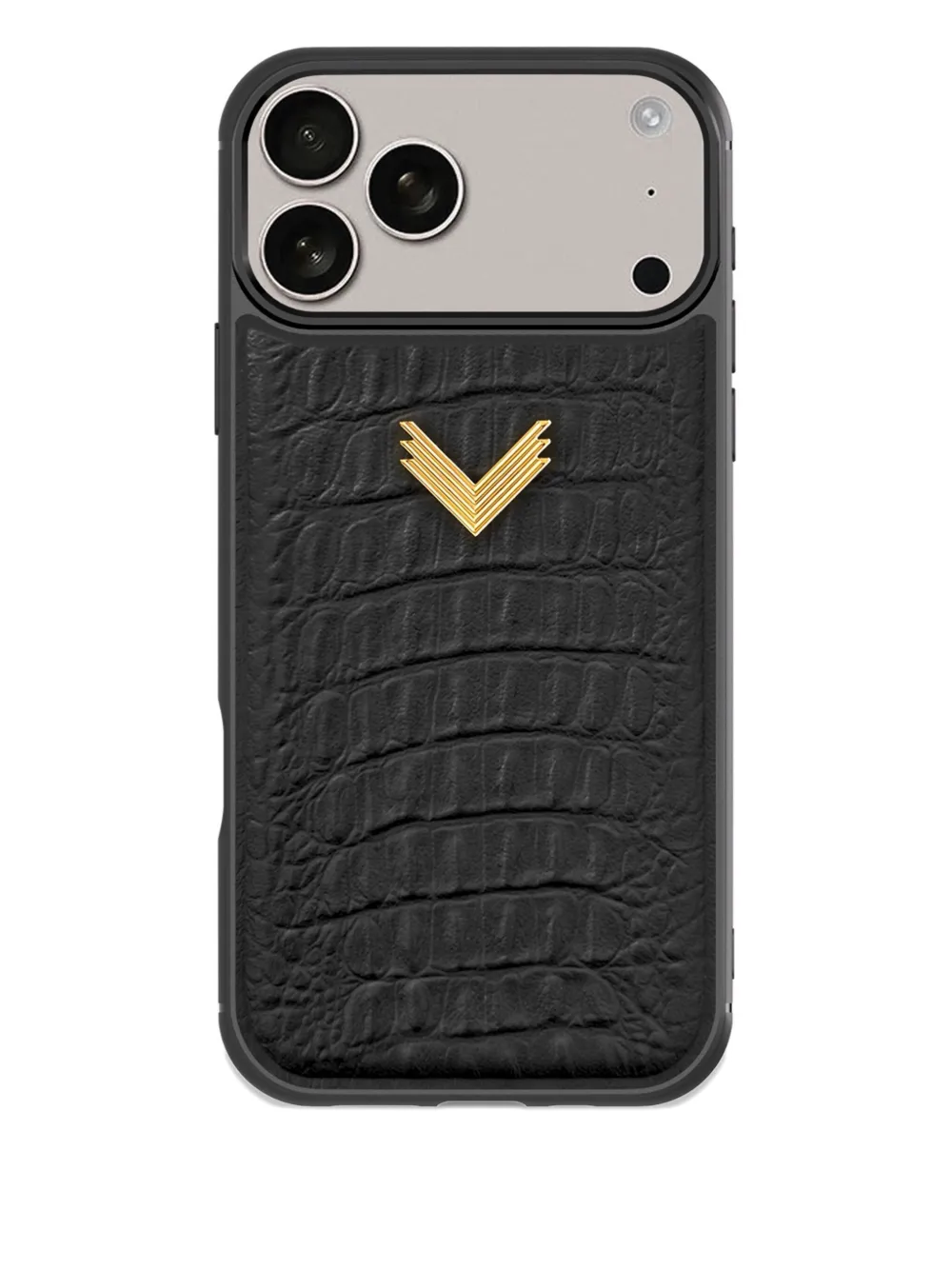 VELANTE logo-plaque iPhone 17 Pro Max leather phone case | Black | Image 1
