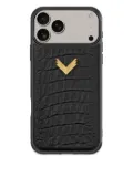 VELANTE logo-plaque iPhone 17 Pro Max leather phone case - Black