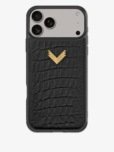 VELANTE logo-plaque iPhone 17 Pro Max leather phone case