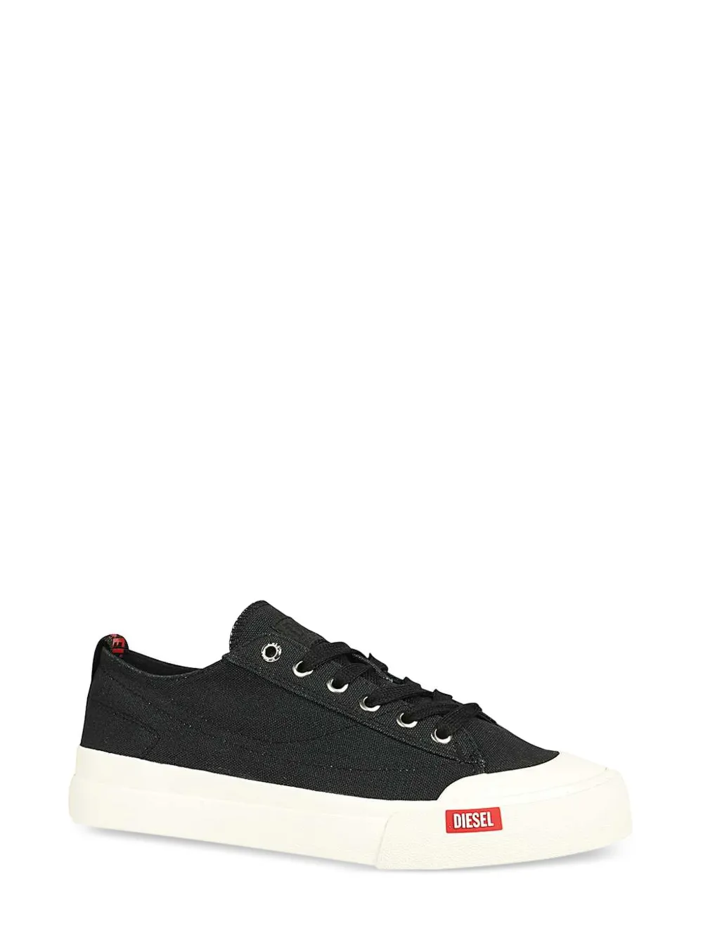 Diesel S-Athos canvas sneakers met ronde neus Zwart