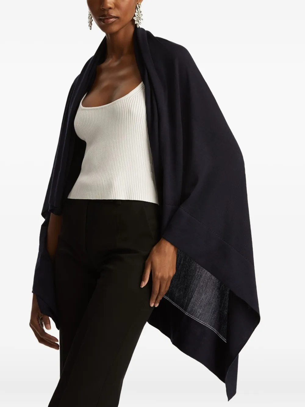 Oscar De La Renta Semi-sheer Shawl In Black