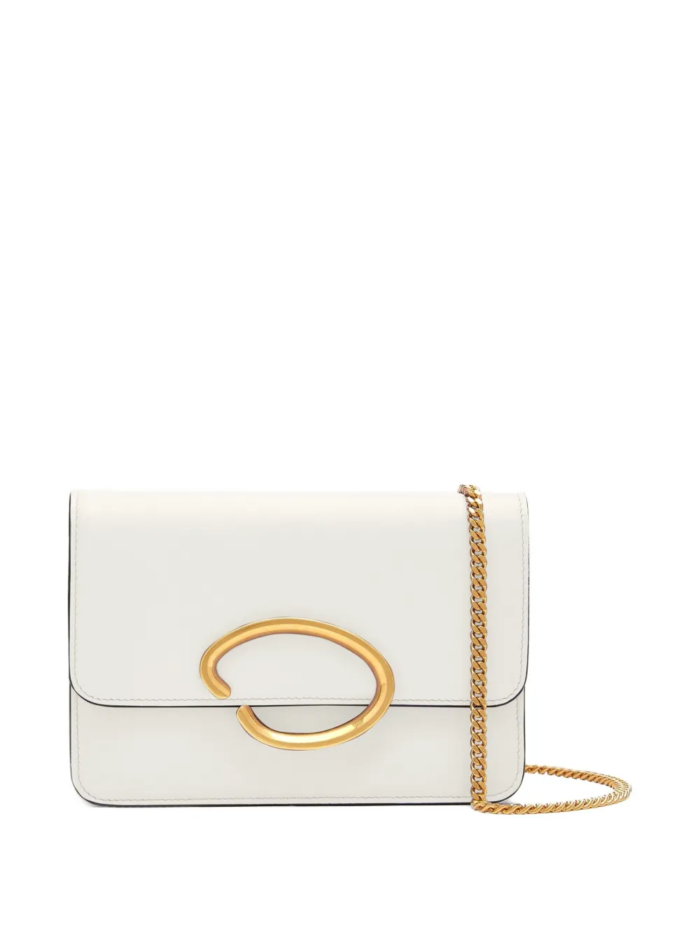 Oscar De La Renta O Pochette Leather Shoulder Bag In White