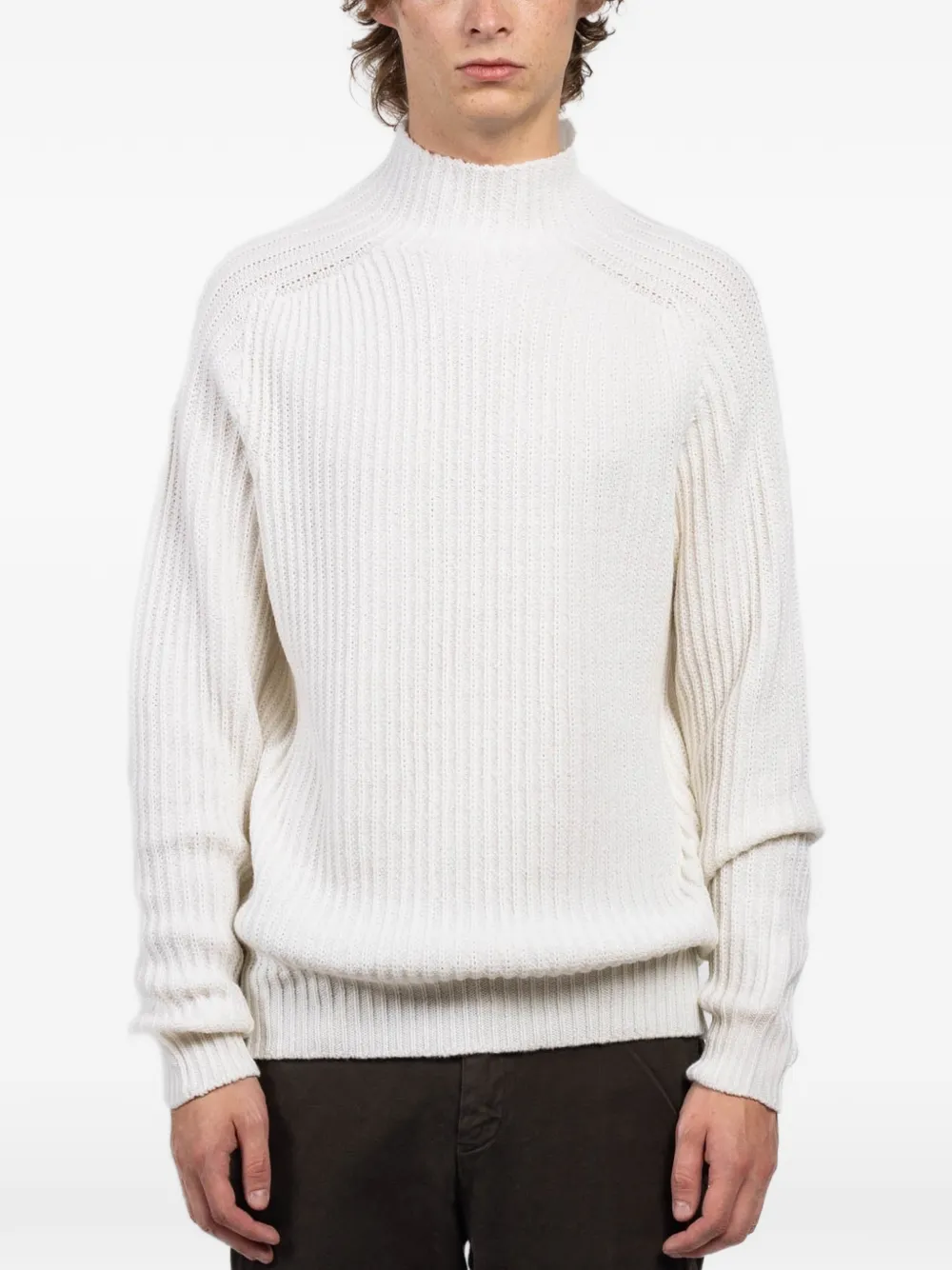 04651/TRIP IN A BAG ribbed mock-neck sweater - Bianco