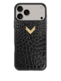 VELANTE crocodile-texture iPhone 17 Pro phone case - Black