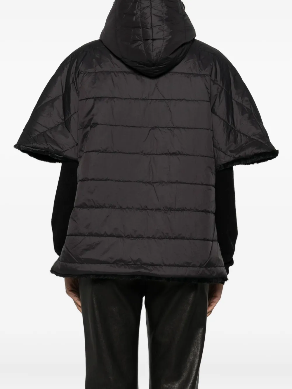 Blugirl Boxy Short-sleeved Quilted Jacket With Plush Lining In Black