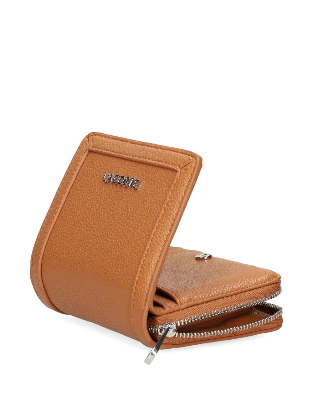 Lacoste Textured Zip Wallet In Orange