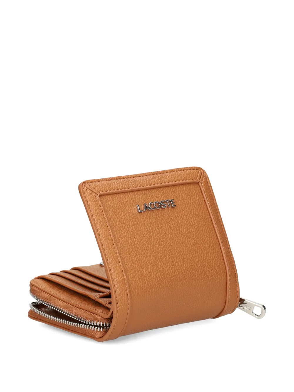 Lacoste Textured Zip Wallet In Orange
