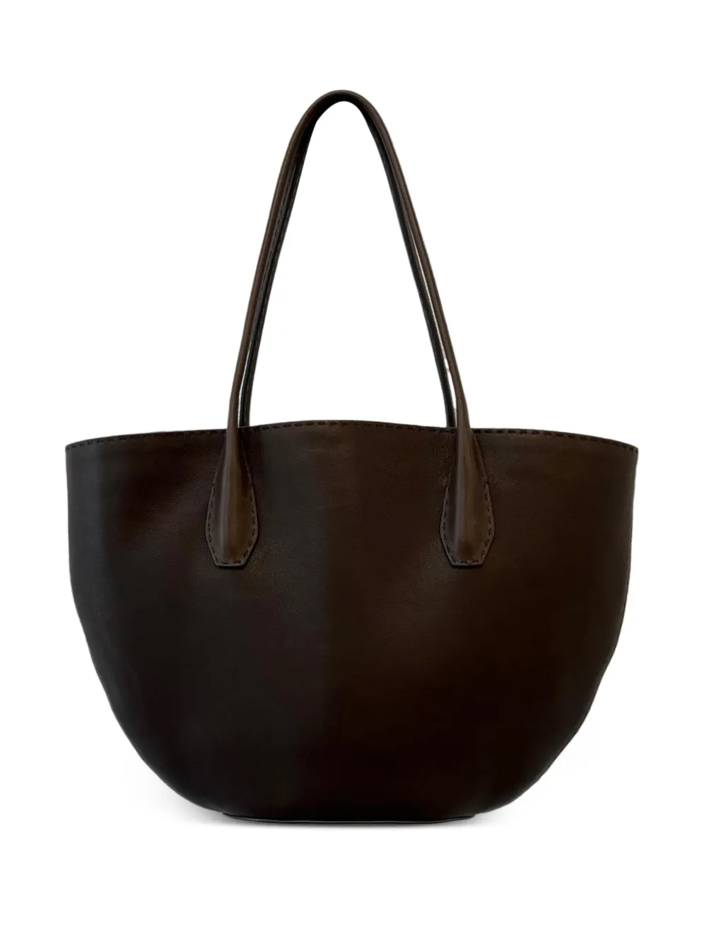 The Row Leather Tote Bag In Brown