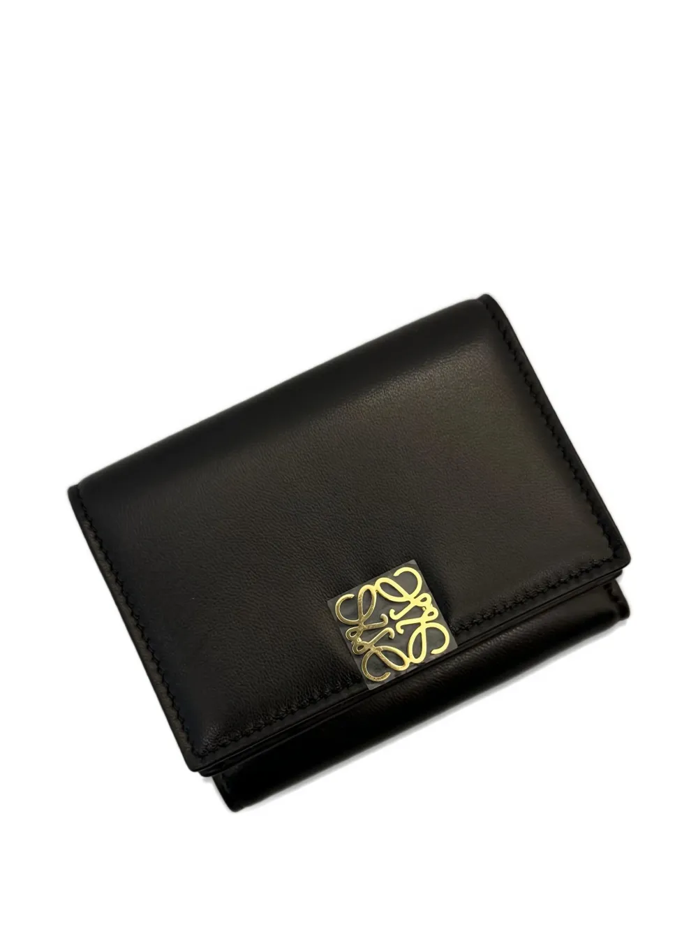 Loewe Puffer Anagram Trifold Wallet In Shiny Nappa Calfskin In Black