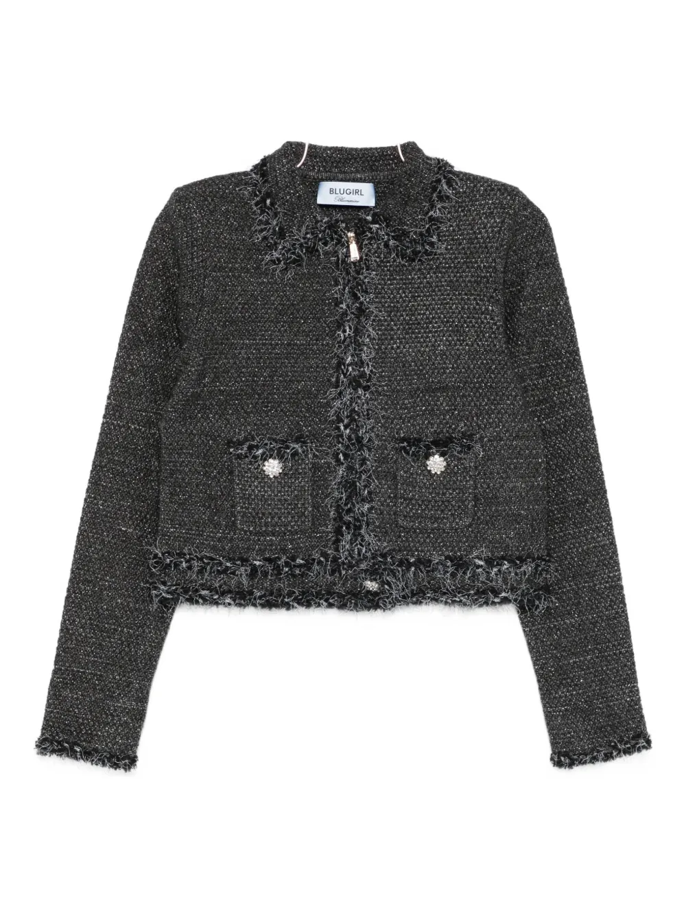 Blugirl fringed-trim embellished jacket - グレー Blugirl fringed-trim embellished jacket - グレー