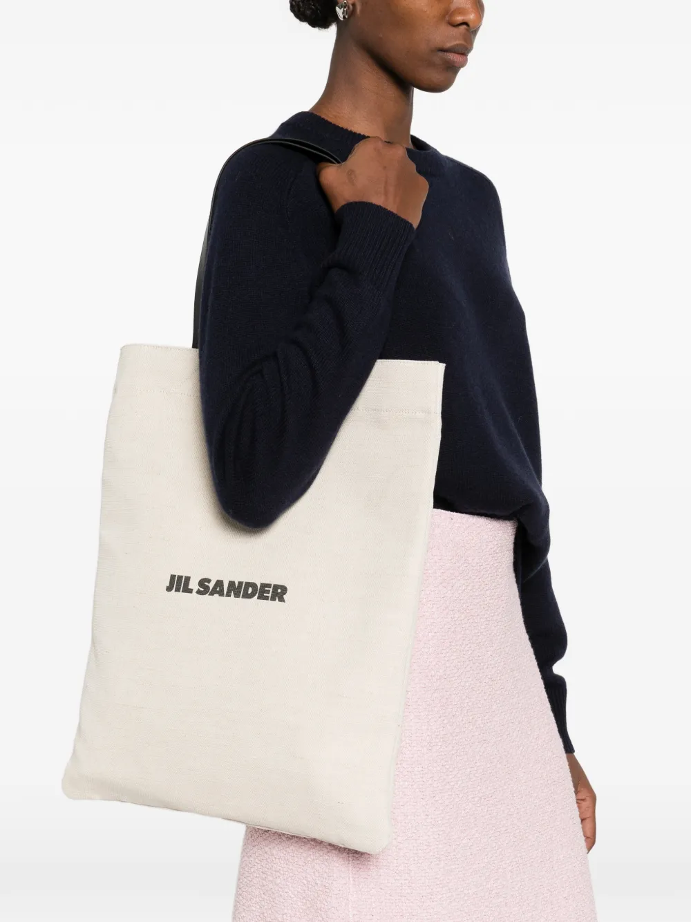 Jil Sander medium logo tote bag - Beige
