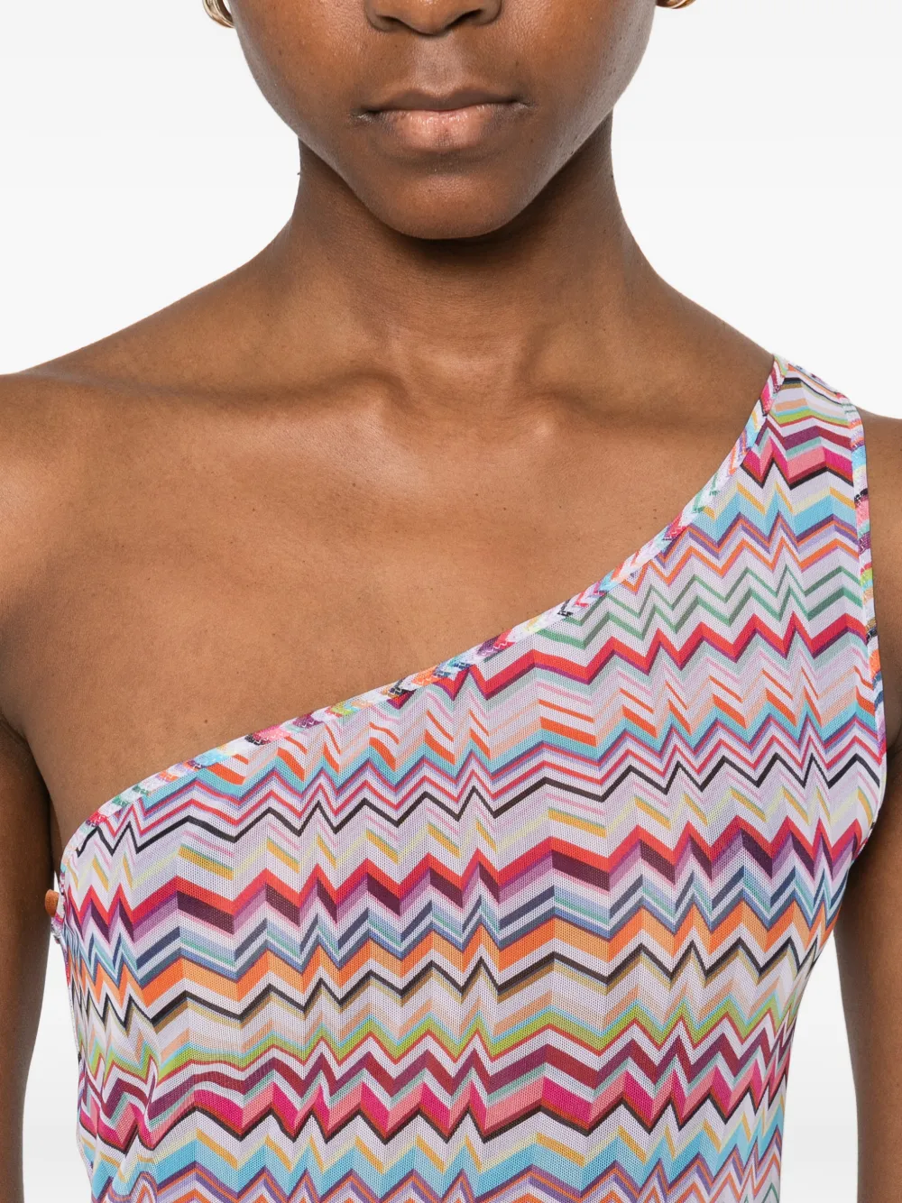 Missoni Asymmetrische maxi-jurk met chevron patroon Roze