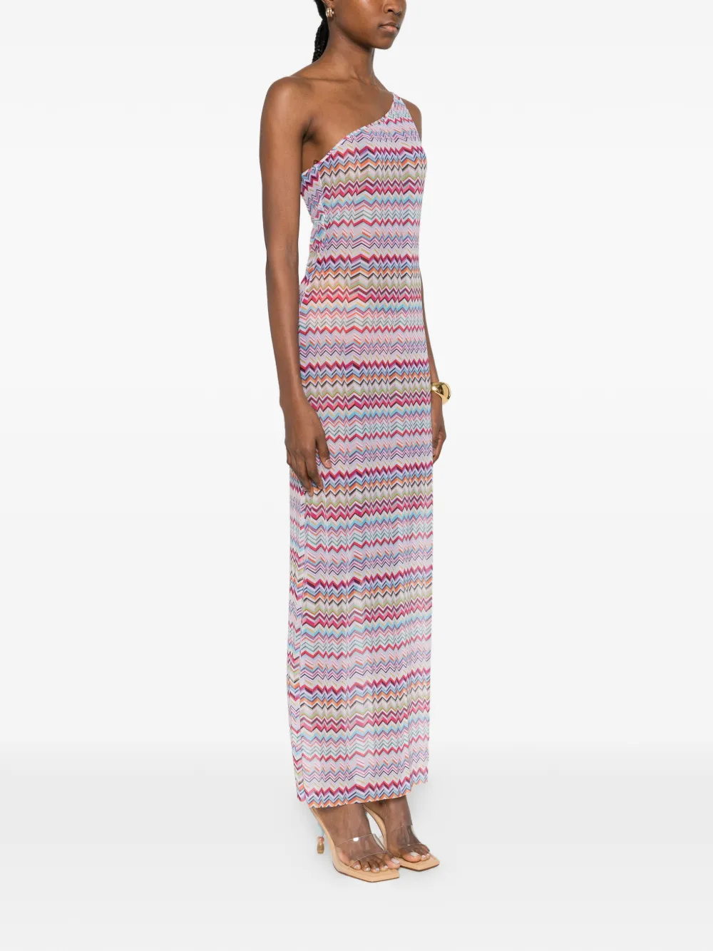 Missoni Asymmetrische maxi-jurk met chevron patroon Roze