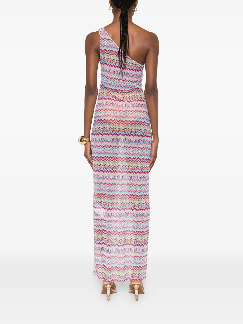Missoni Asymmetrische maxi-jurk met chevron patroon Roze