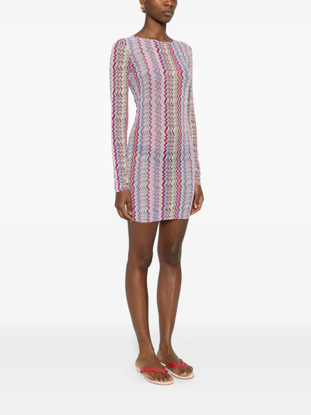 Missoni Chevron-pattern Mini Dress In White
