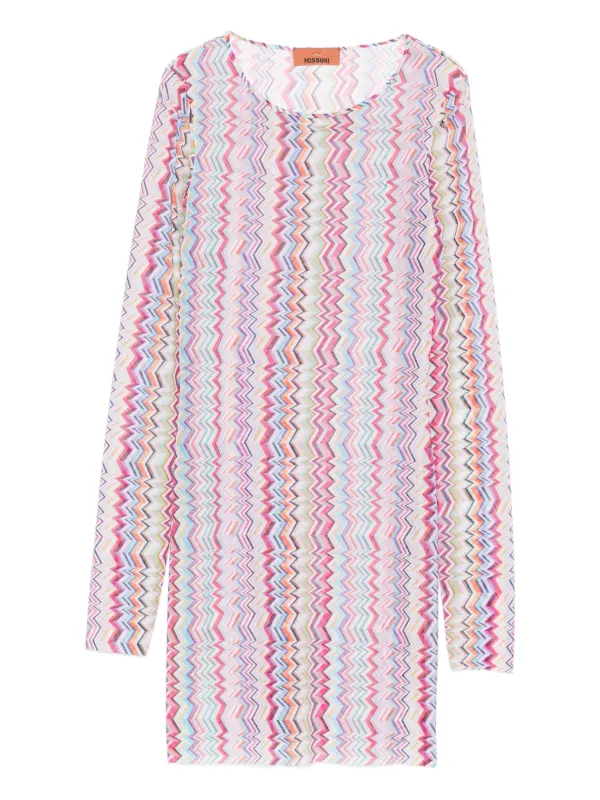 Missoni Chevron-pattern Mini Dress in White