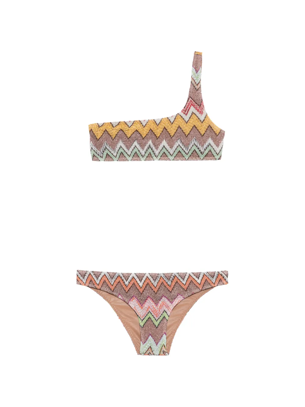 Missoni Chevron one-shoulder bikini - Braun