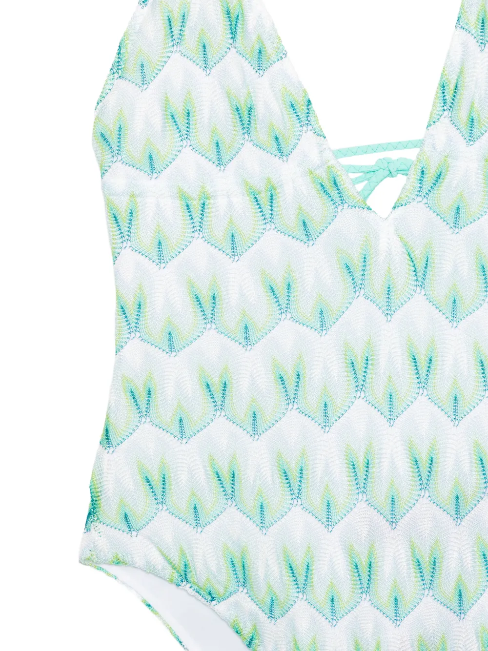  Missoni V-neck Patterned Swimsuit - White 