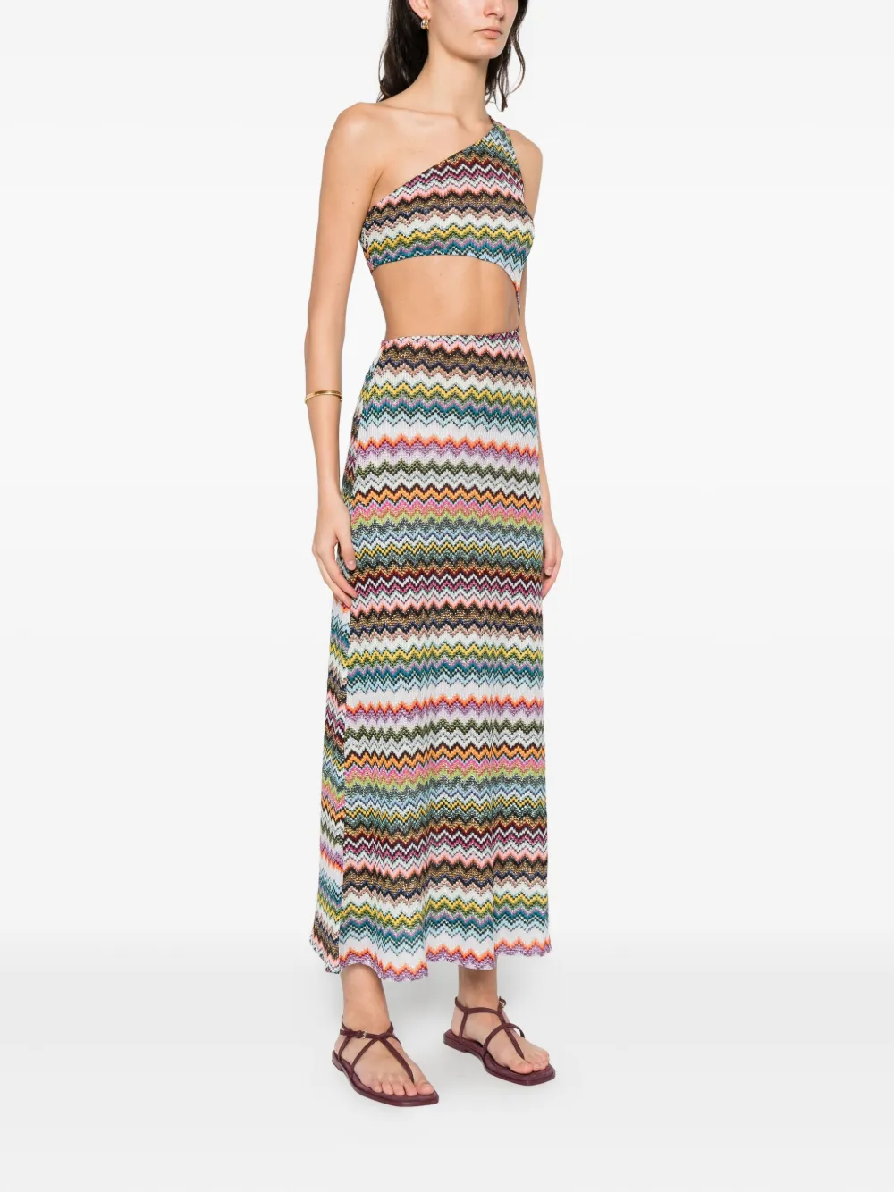 Missoni One-shoulder Midi Dress In Pink