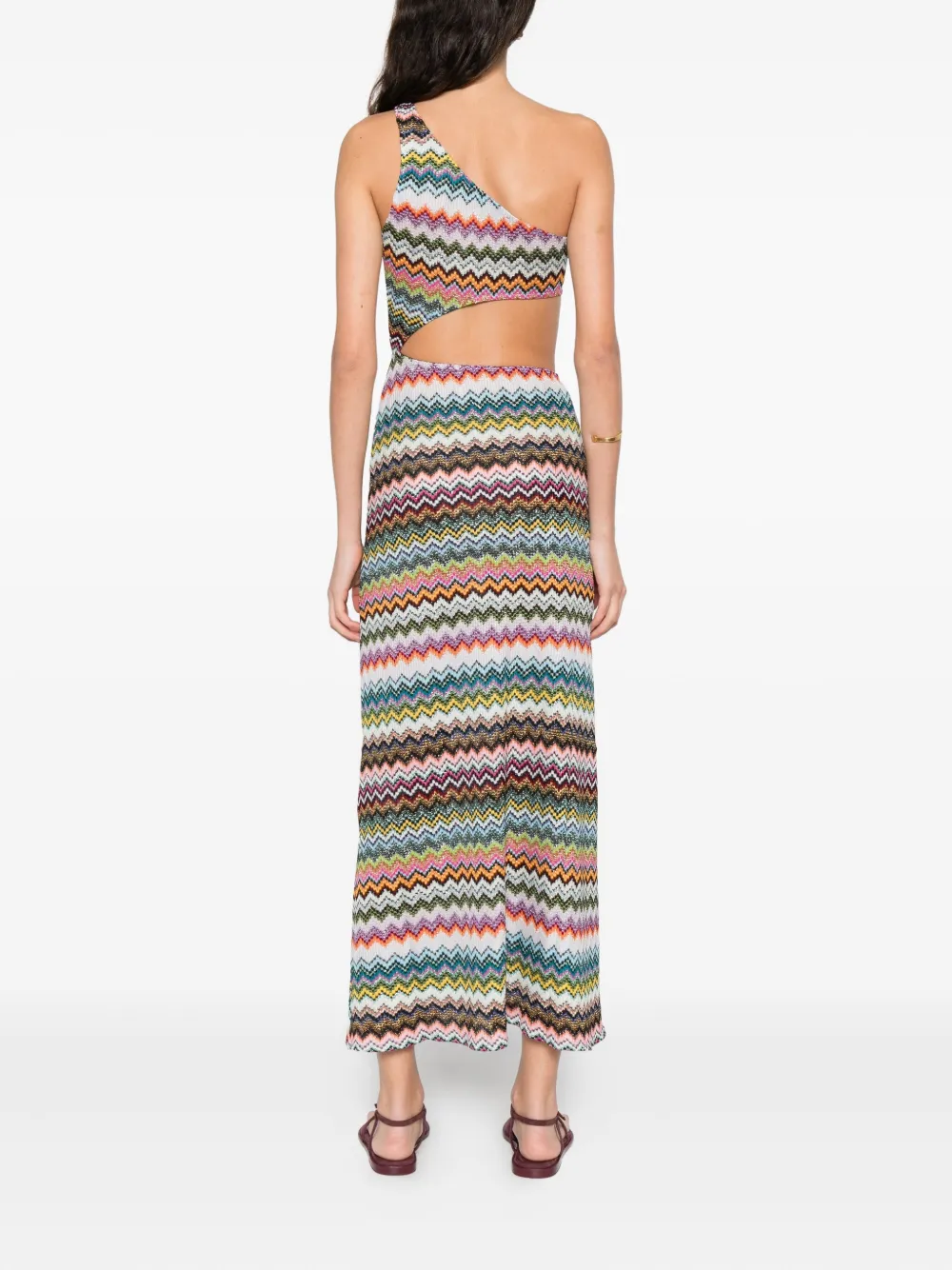 Missoni One-shoulder Midi Dress In Pink