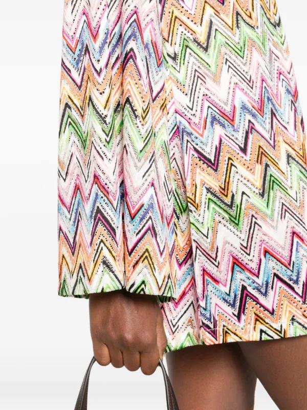 Missoni V-neck zig-zag Mini Dress | White | FARFETCH