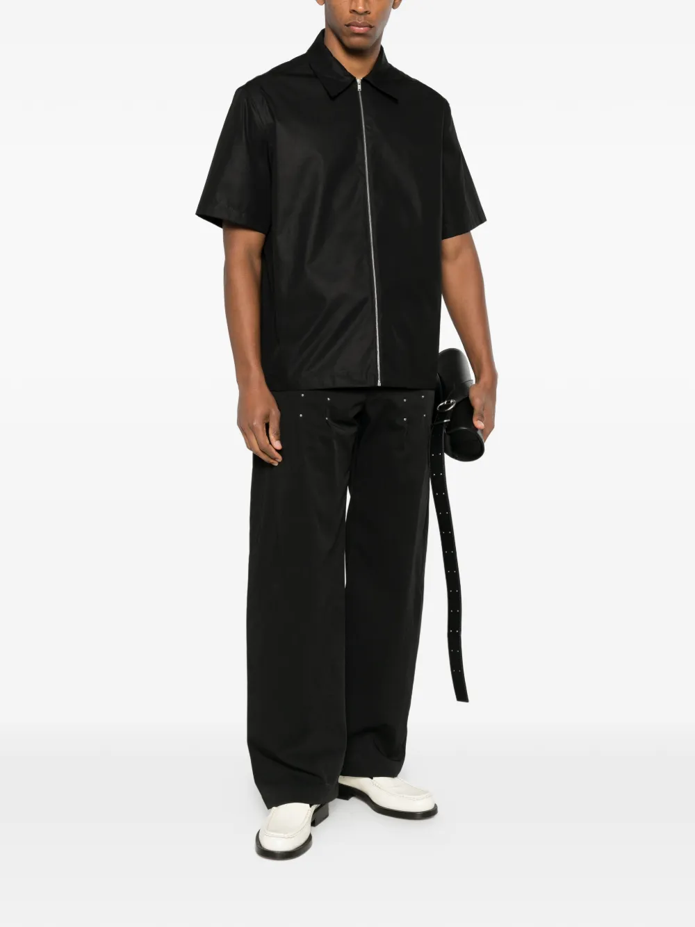 Jil Sander zip-up shirt - Zwart