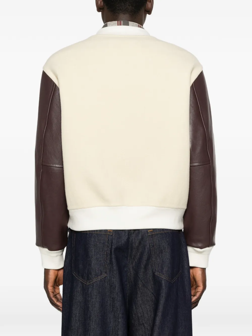 contrast-sleeve bomber jacket