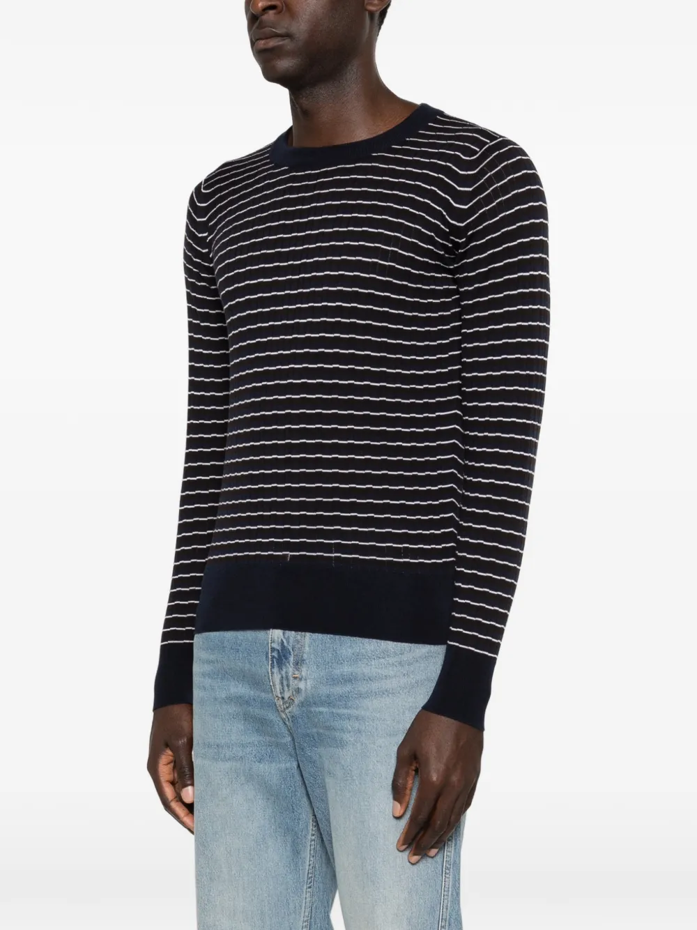Wales Bonner x John Smedley gestreept T-shirt Bruin