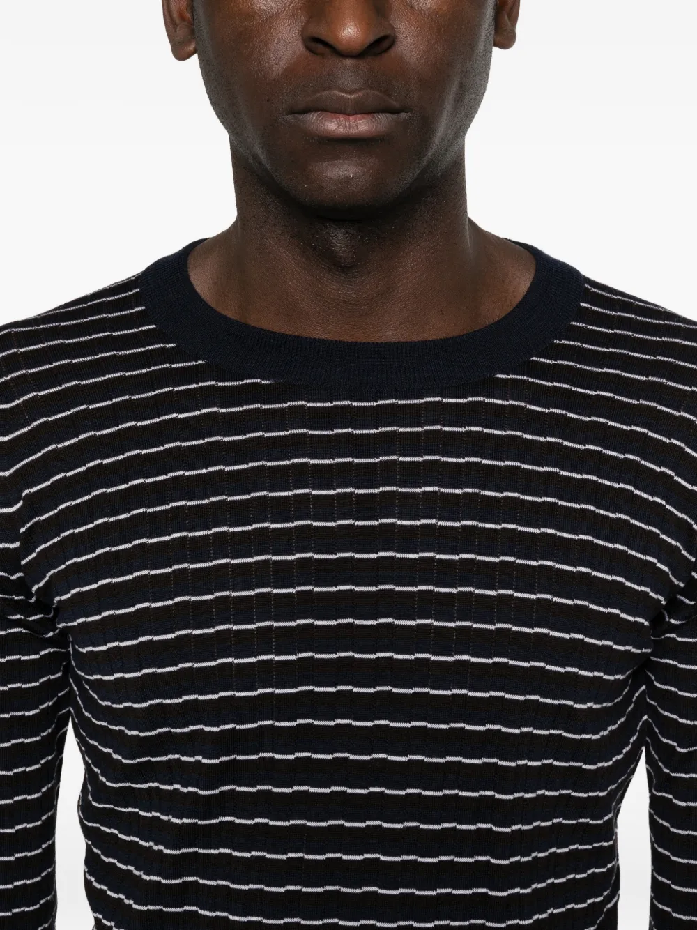 Wales Bonner x John Smedley gestreept T-shirt Bruin