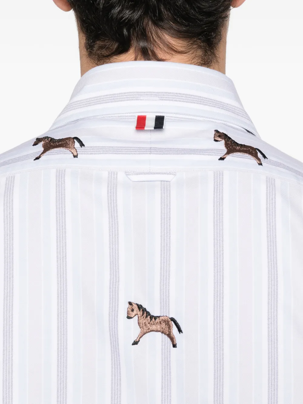 Thom Browne horse print striped shirt - Blauw