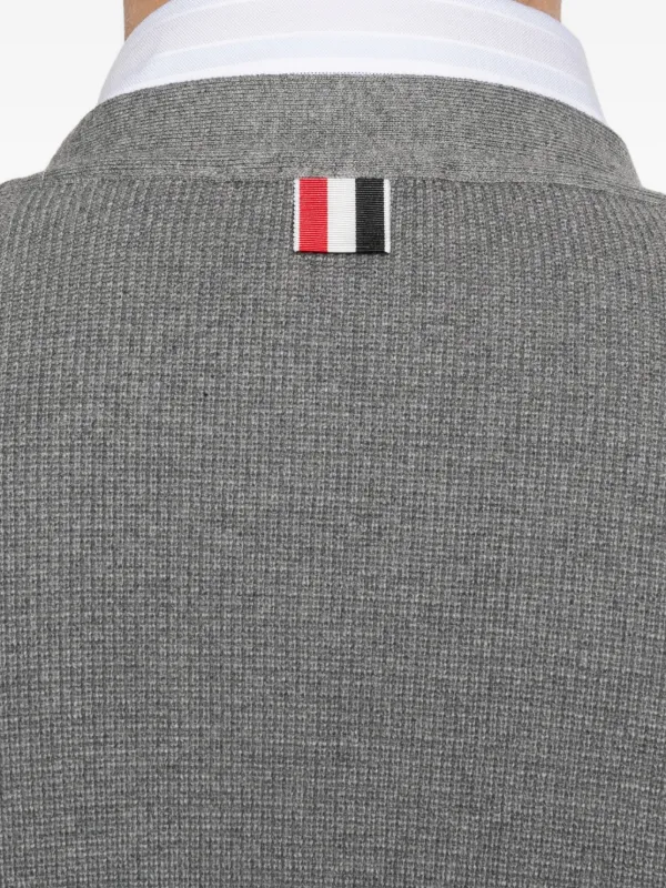 Thom Browne 4-bar Intarsia Cardigan | Grey | FARFETCH JO