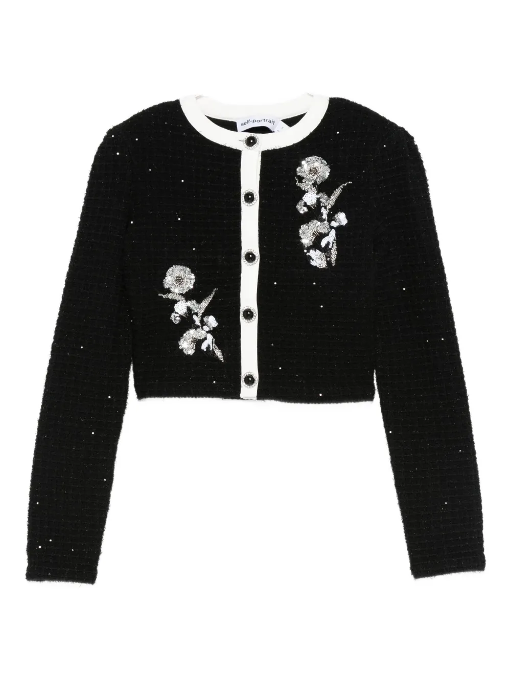 Self-portrait Cropped Fited Jacket In Black