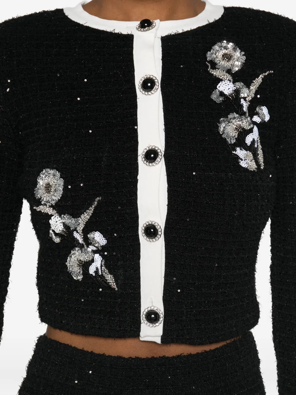 Self-portrait Cropped Fited Jacket In Black