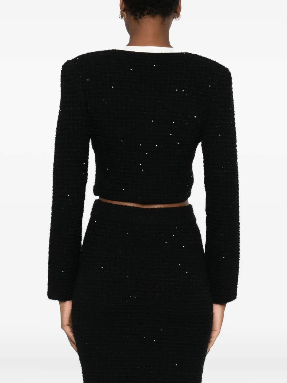 Self-portrait Cropped Fited Jacket In Black