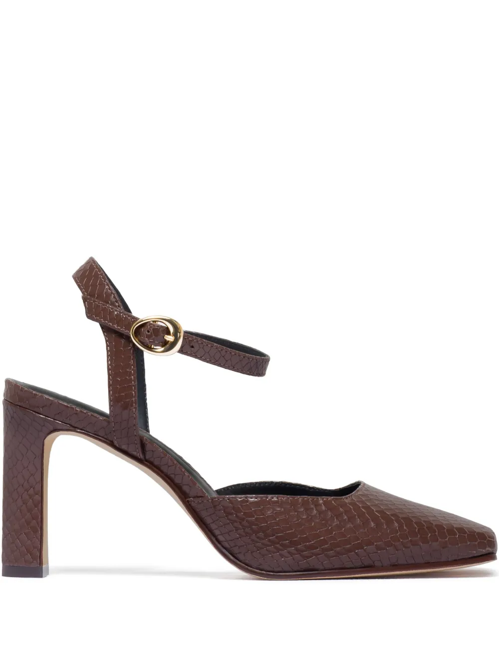 Bernardo 80mm Gama snakeskin ankle-strap pumps · 9.5