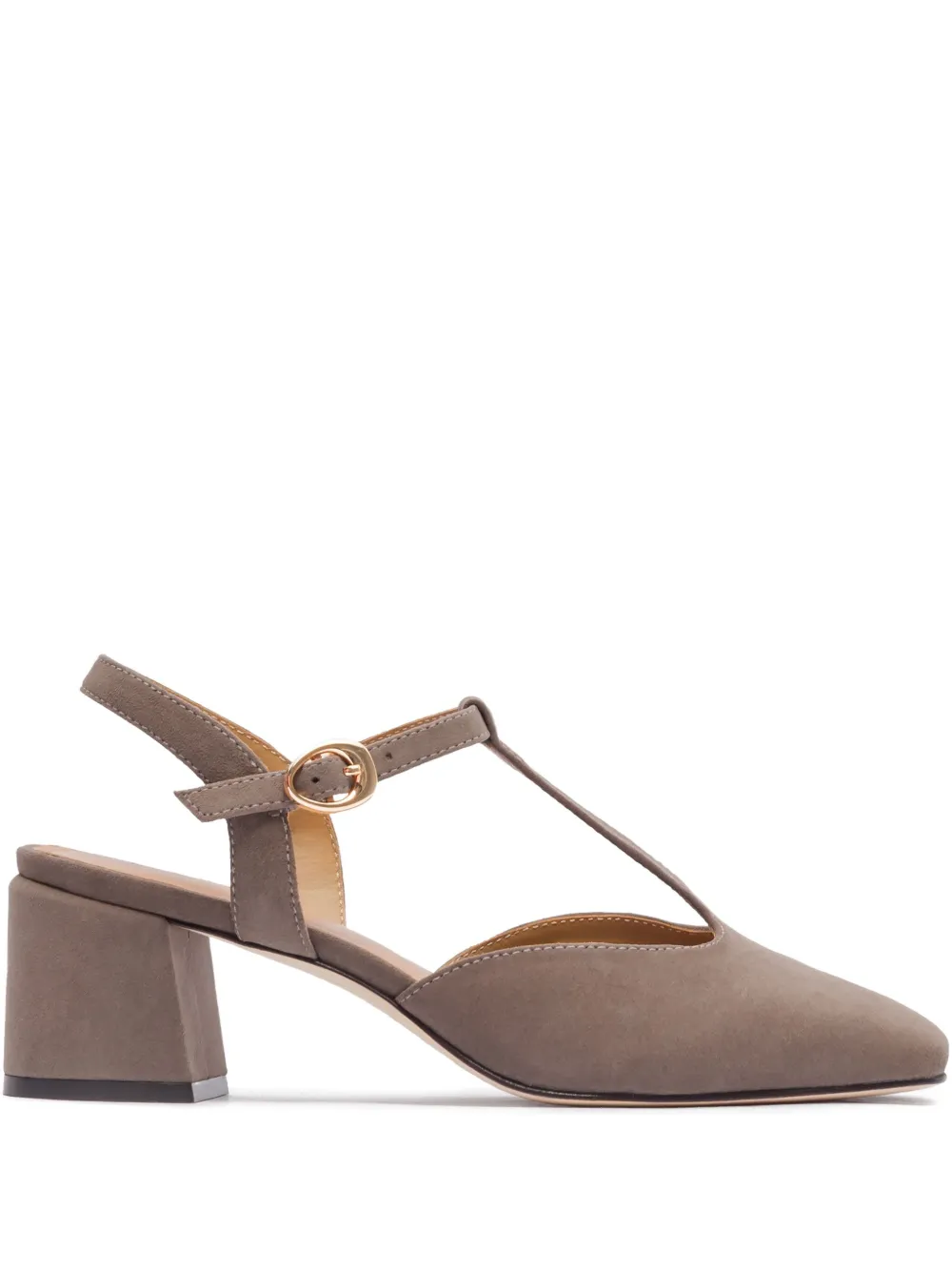 Bernardo 50mm T-strap Block-heel Pumps In Brown
