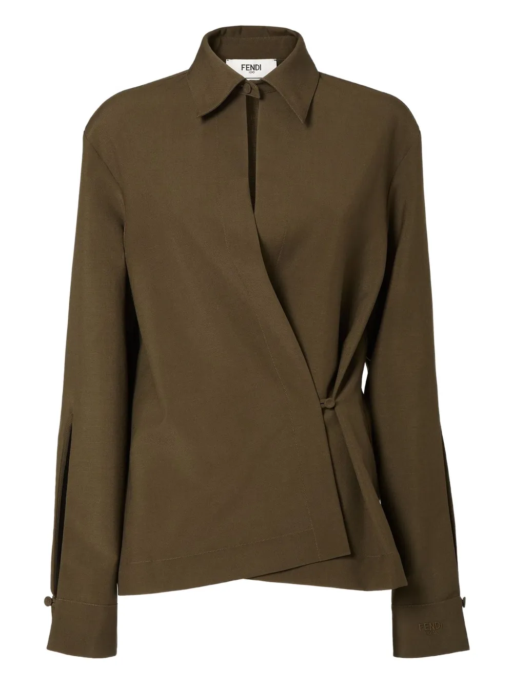 FENDI asymmetric wool-mohair blouse - Verde