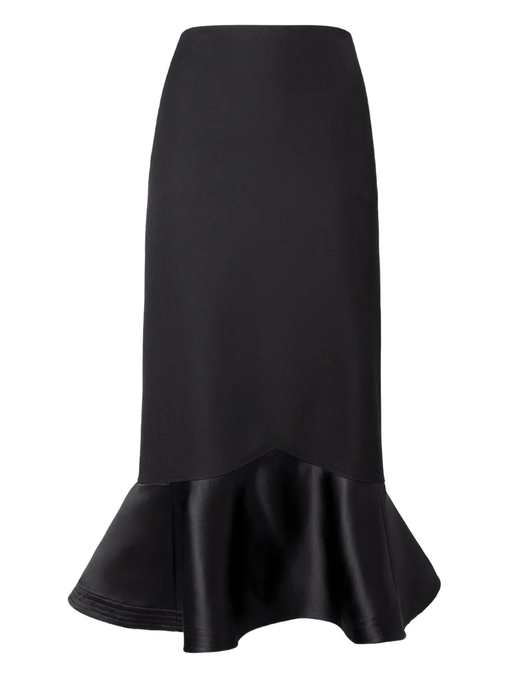 FENDI wool-silk satin-hem skirt - Nero