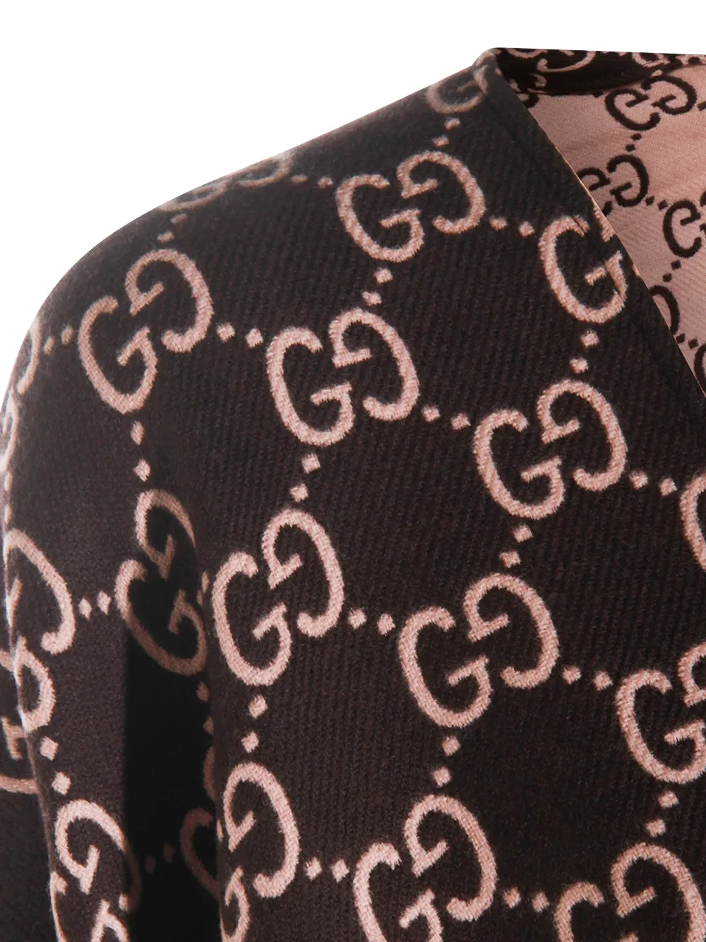 Gucci Gg-patterned Fringed Poncho In Brown