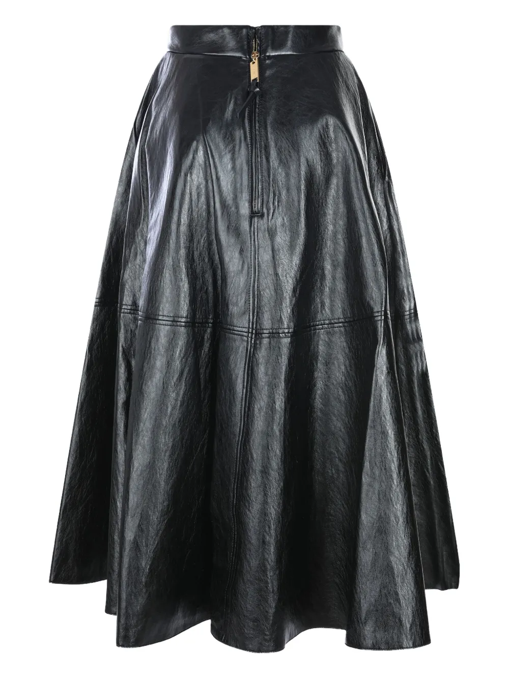 Elisabetta Franchi leather-effect panelled midi skirt - Zwart