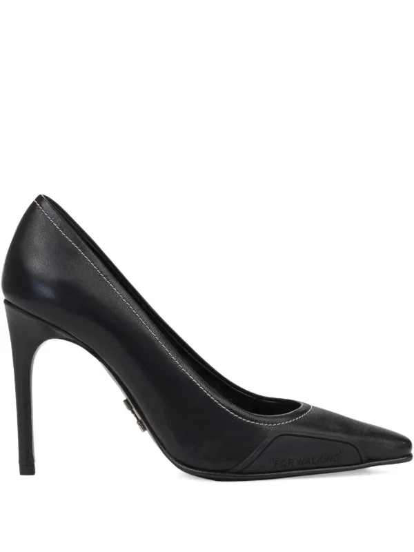 Off-White Leather Heeled Pumps in Black