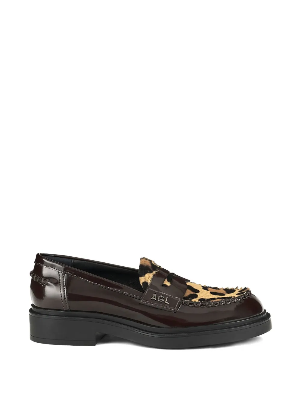 AGL patent-leather leopard-print loafers | Image 2