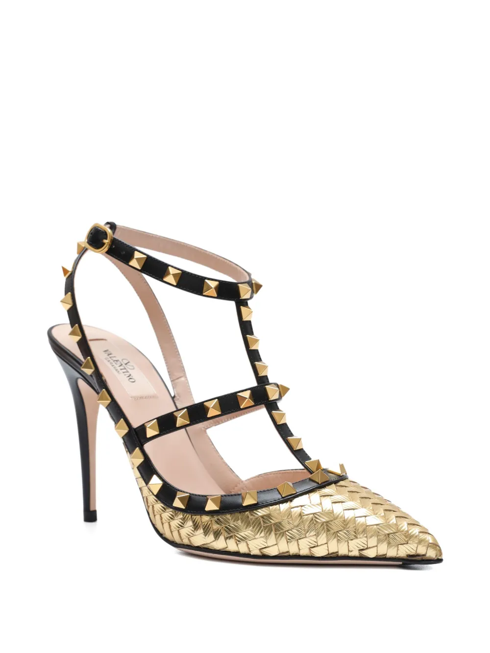 Valentino Garavani Pumps met studs en T-bandje Zwart