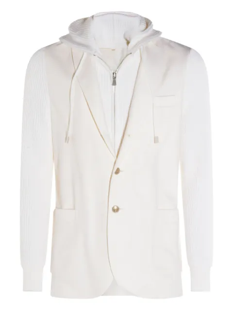 Eleventy hooded ribbed-sleeves jacket