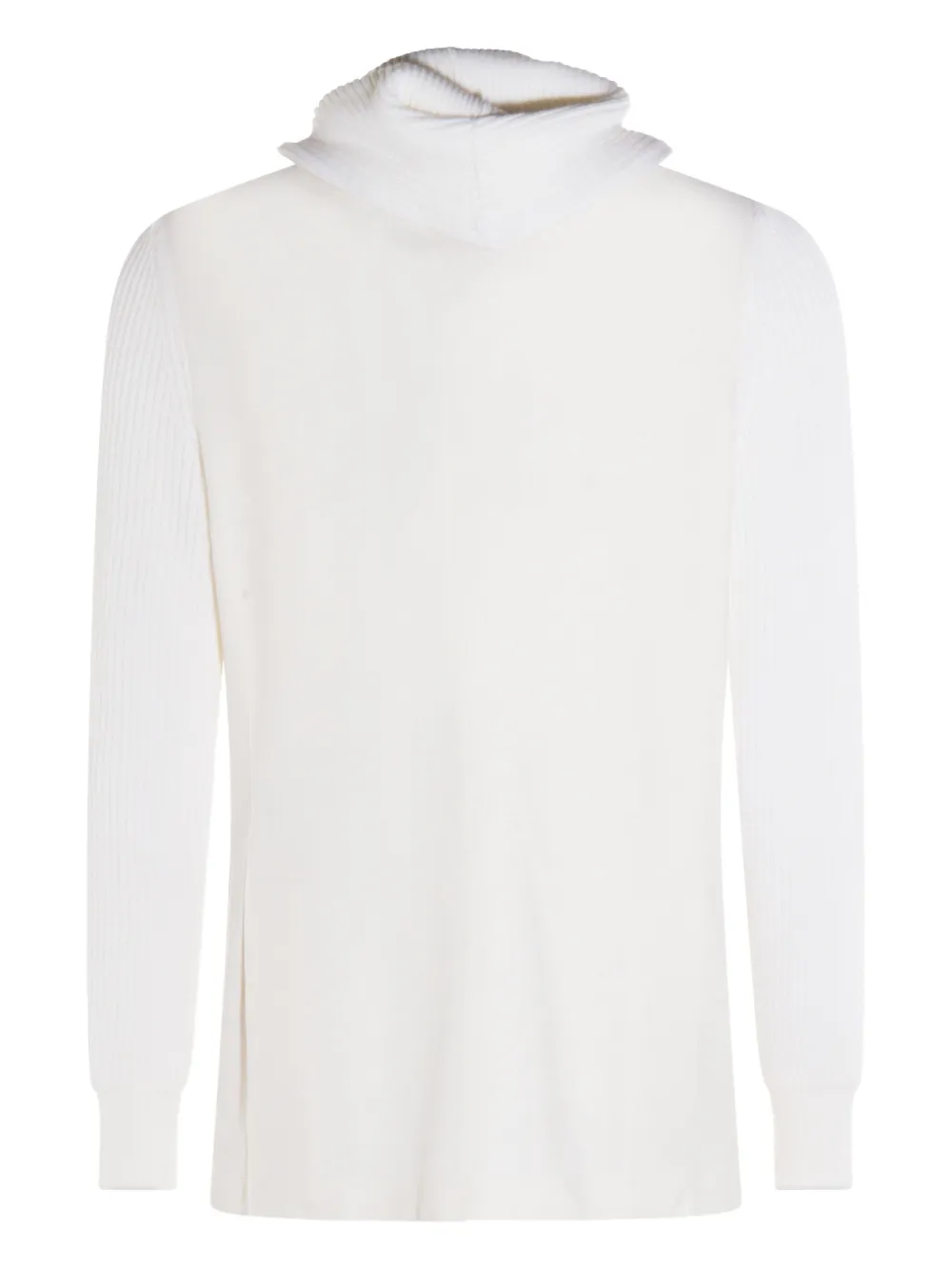 Eleventy Hooded Blazer With Front Pockets And Ribbed Sleeves In White