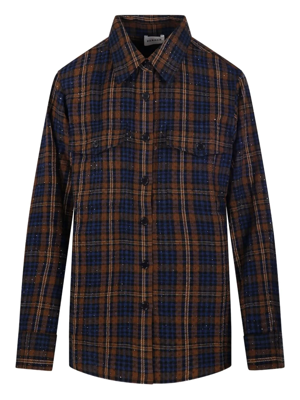 P.a.r.o.s.h Checked Sequin-embellished Shirt In Brown