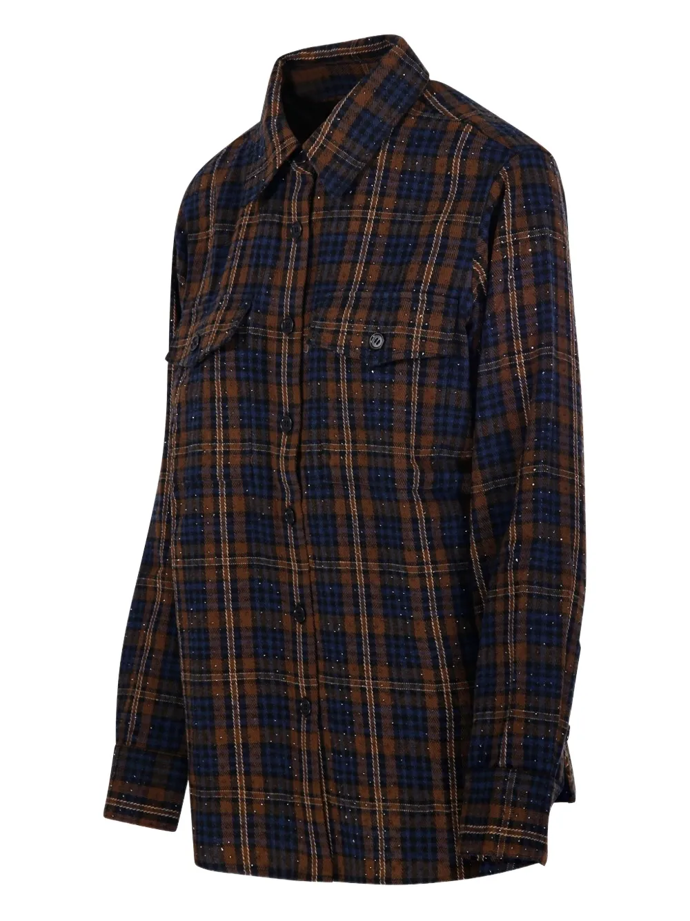 P.a.r.o.s.h Checked Sequin-embellished Shirt In Brown
